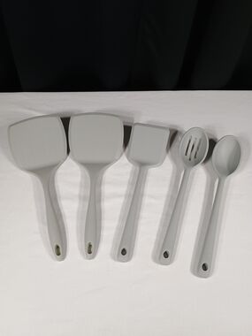 Gray Silicone Kitchen Utensil Set - 5-Piece New
